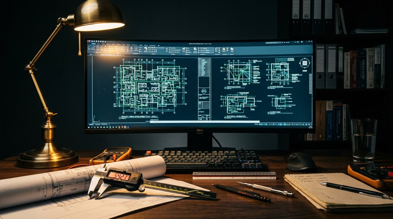 Planos eléctricos sobre una mesa de trabajo